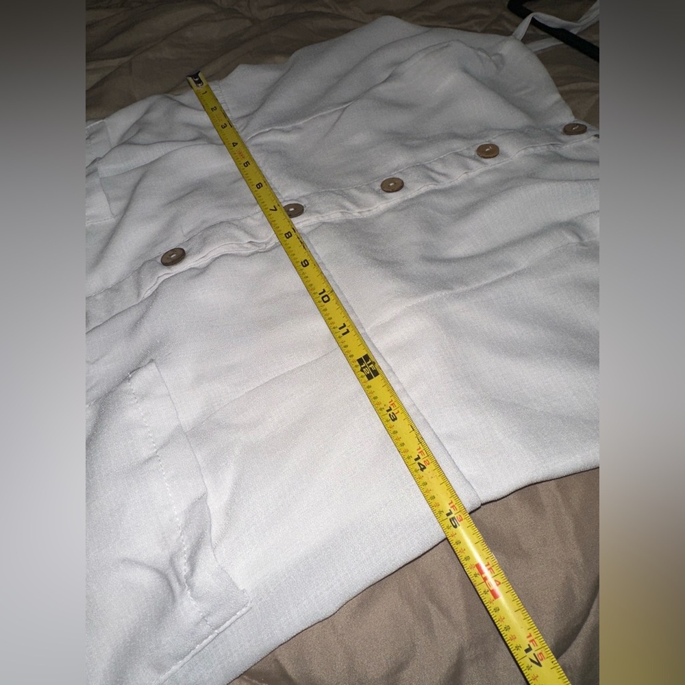 NAIF White Button-Front Mini Dress L - Picture 6 of 10